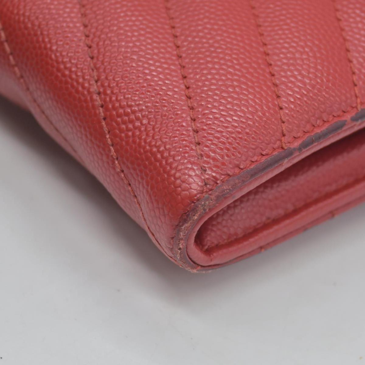 $750 Saint Laurent Grain De Poudre Matelasse Chevron Monogram Flap Wallet Red