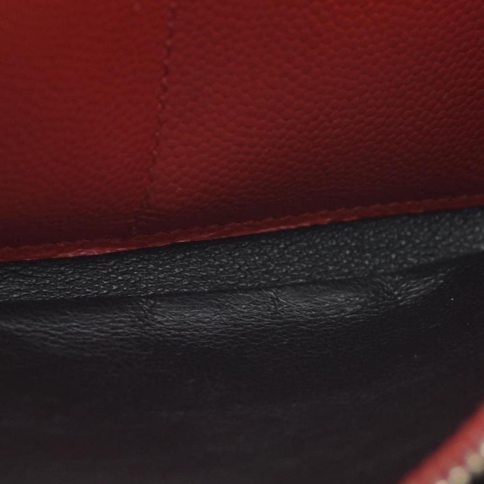 $750 Saint Laurent Grain De Poudre Matelasse Chevron Monogram Flap Wallet Red