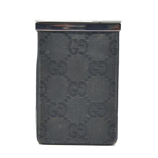 $550 Gucci Black GG Canvas Cigarette Case Black