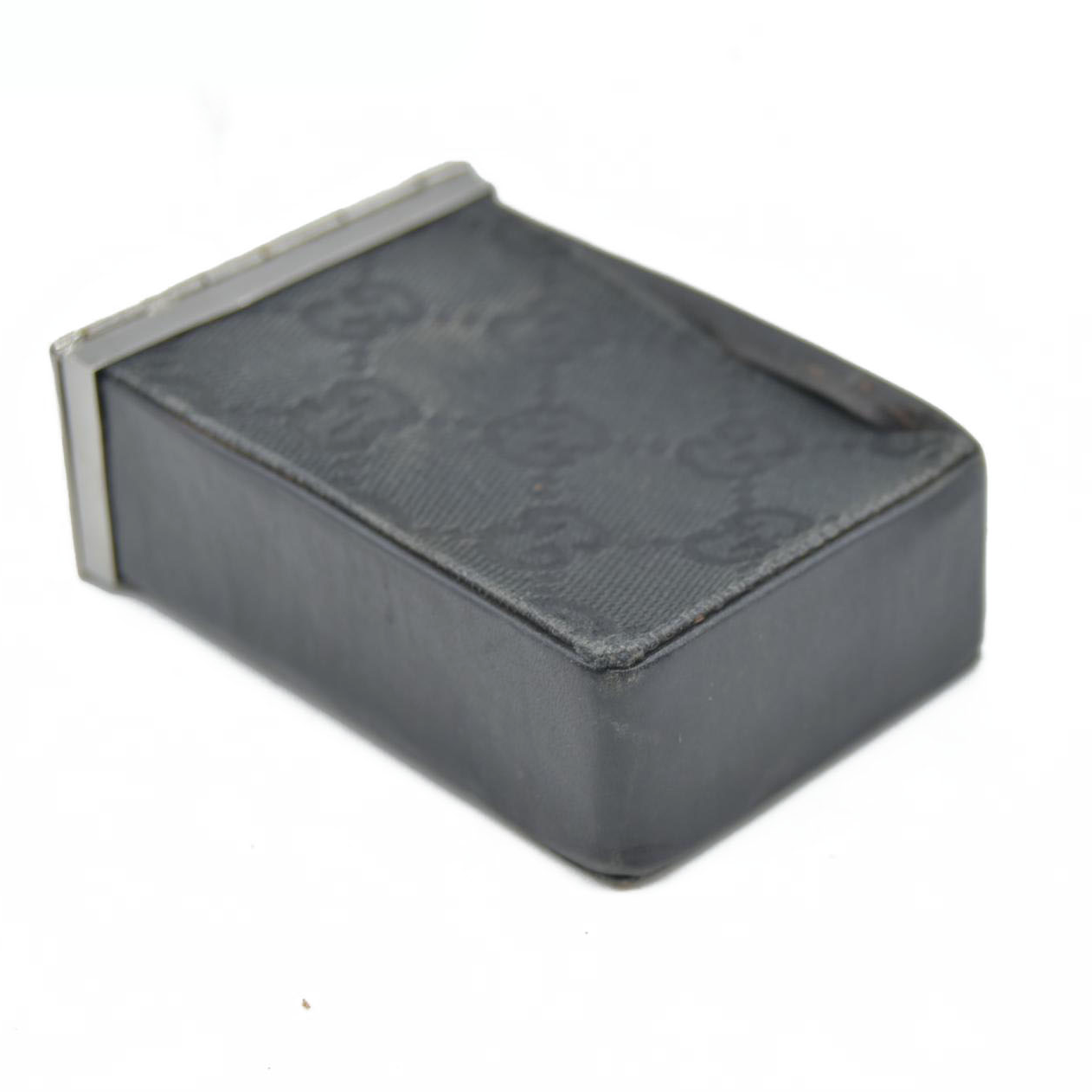 $550 Gucci Black GG Canvas Cigarette Case Black