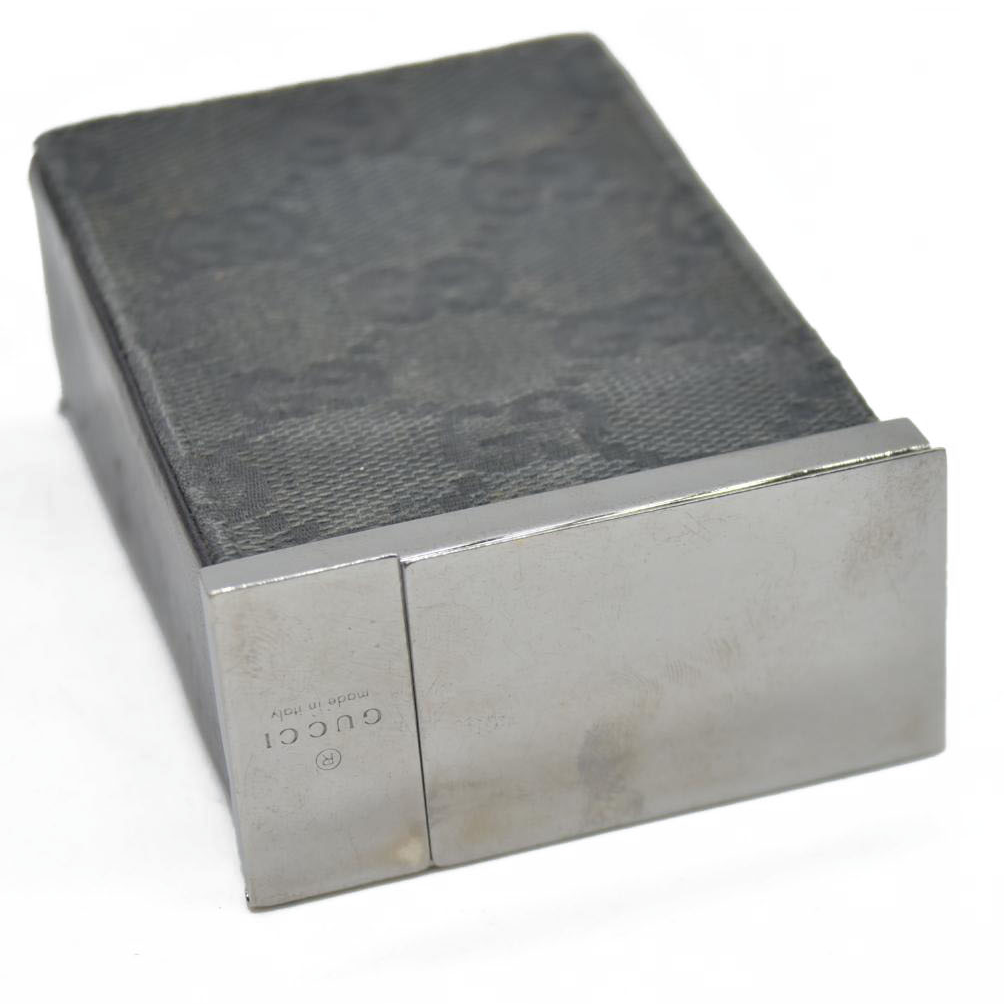 $550 Gucci Black GG Canvas Cigarette Case Black