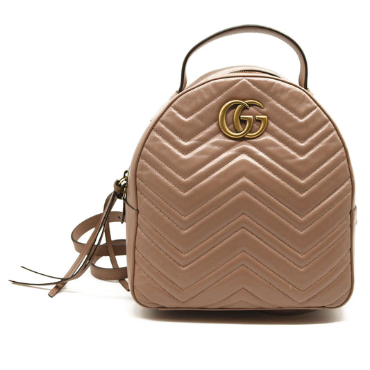 GUCCI Calfskin Matelasse GG Marmont Backpack Porcelain Rose