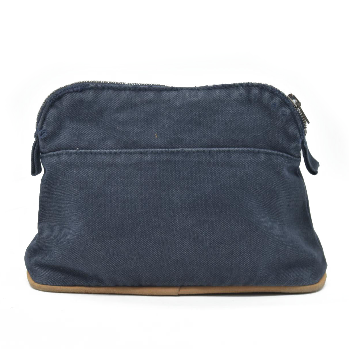 $460 HERMES Cotton Canvas Mini Bolide Travel Cosmetic Navy blue