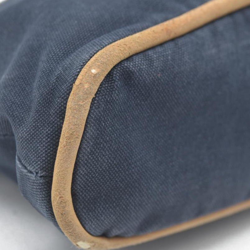 $460 HERMES Cotton Canvas Mini Bolide Travel Cosmetic Navy blue