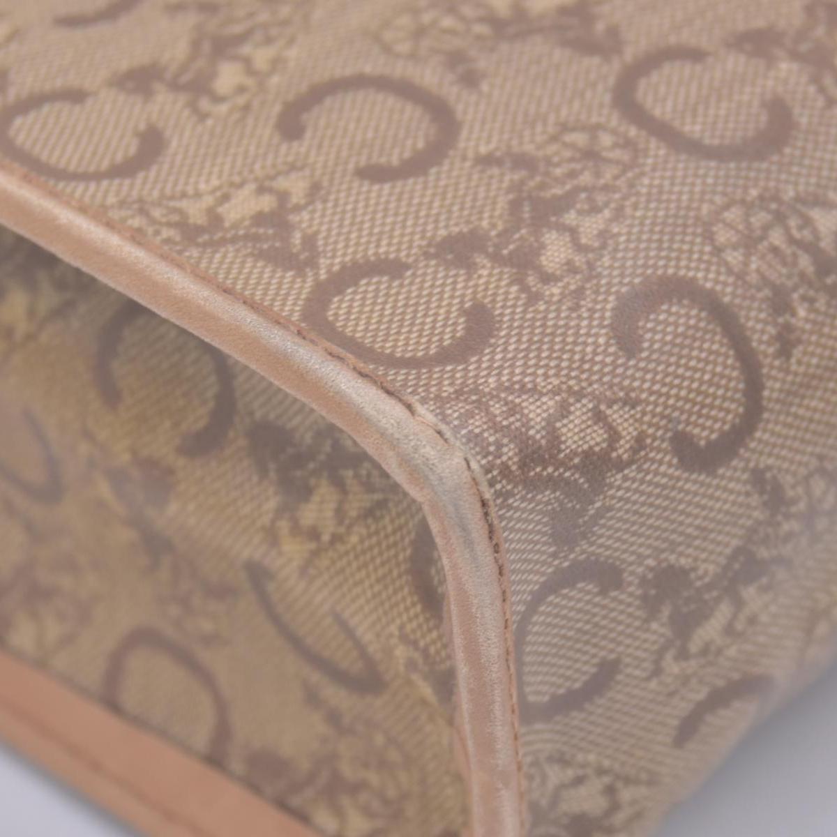 $550 CELINE C Sulky & Horse Carriage Canvas Clutch Pouch Tan Brown CONSIGNMENT 10021519