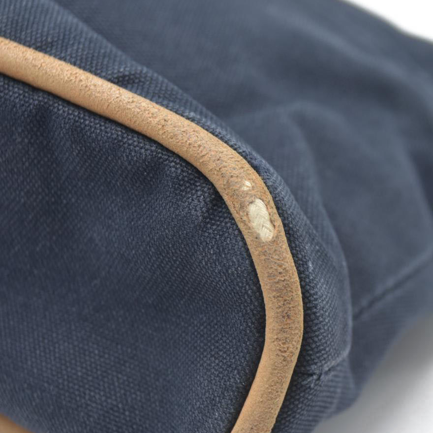$460 HERMES Cotton Canvas Mini Bolide Travel Cosmetic Navy blue