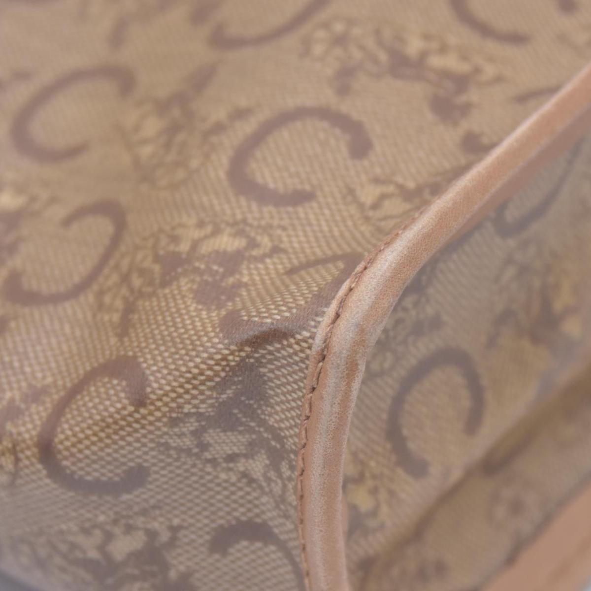 $550 CELINE C Sulky & Horse Carriage Canvas Clutch Pouch Tan Brown CONSIGNMENT 10021519