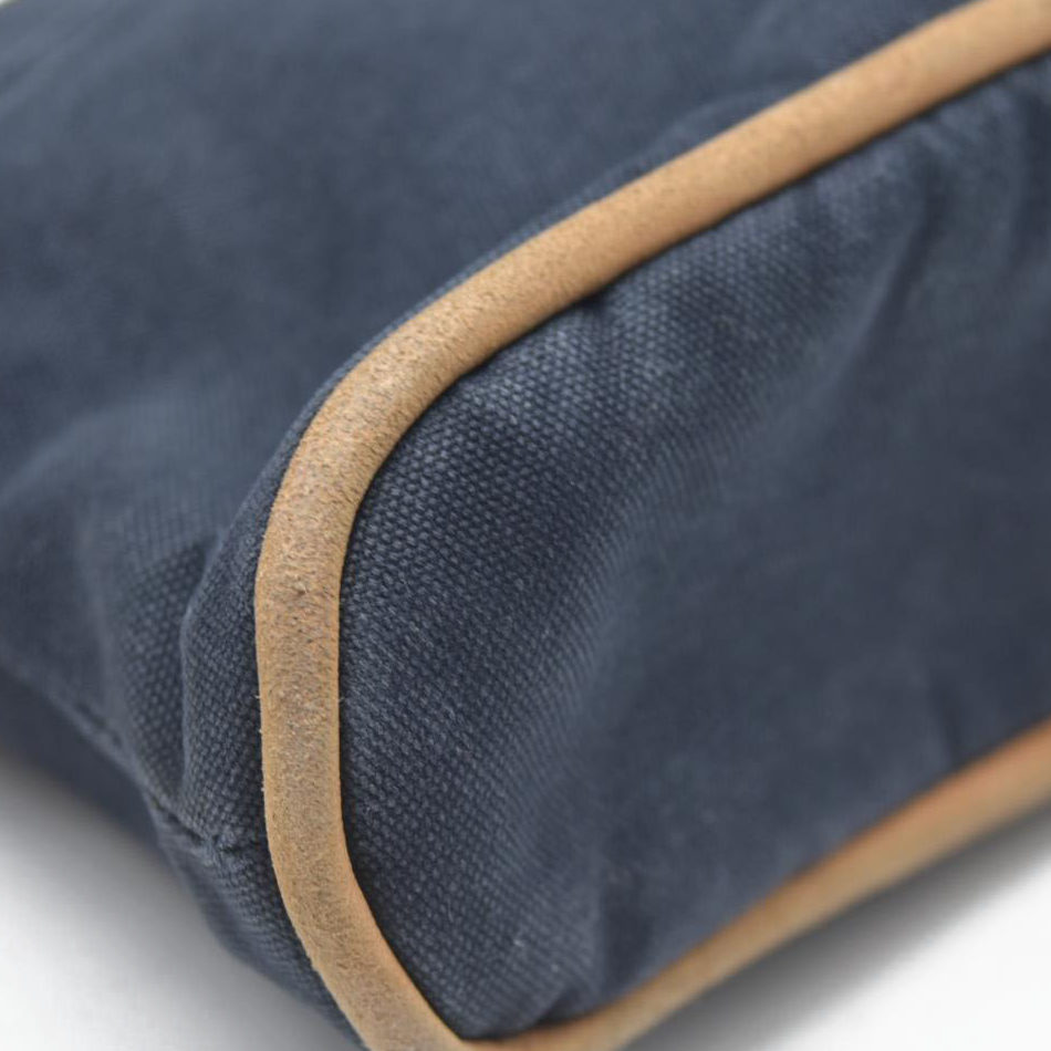 $460 HERMES Cotton Canvas Mini Bolide Travel Cosmetic Navy blue