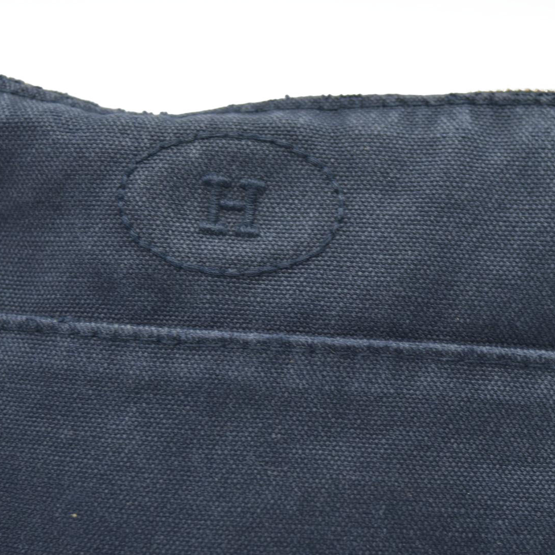 $460 HERMES Cotton Canvas Mini Bolide Travel Cosmetic Navy blue