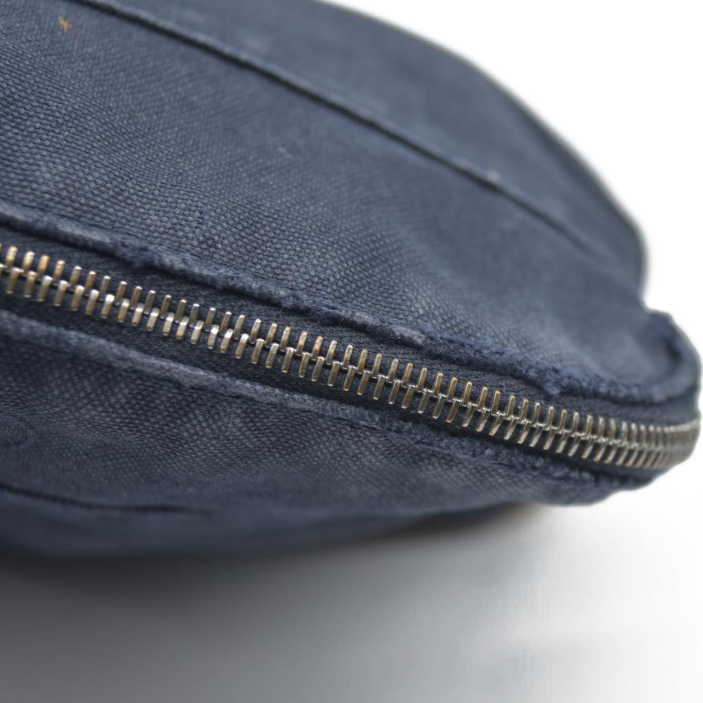 $460 HERMES Cotton Canvas Mini Bolide Travel Cosmetic Navy blue