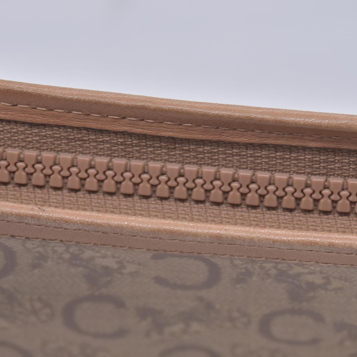 $550 CELINE C Sulky & Horse Carriage Canvas Clutch Pouch Tan Brown CONSIGNMENT 10021519