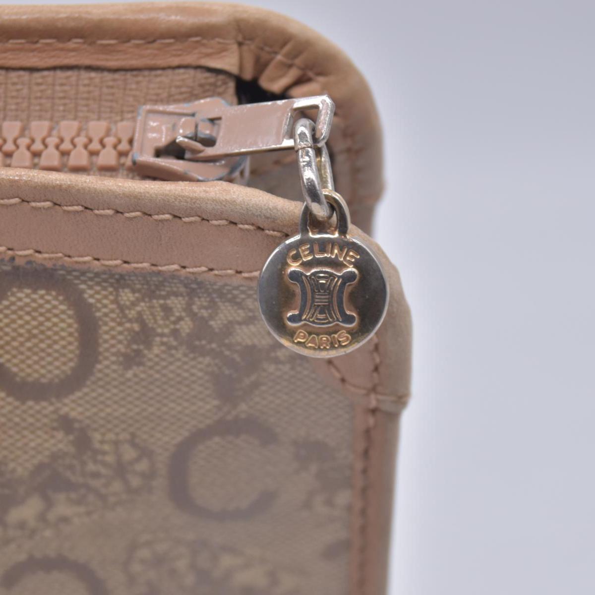 $550 CELINE C Sulky & Horse Carriage Canvas Clutch Pouch Tan Brown CONSIGNMENT 10021519