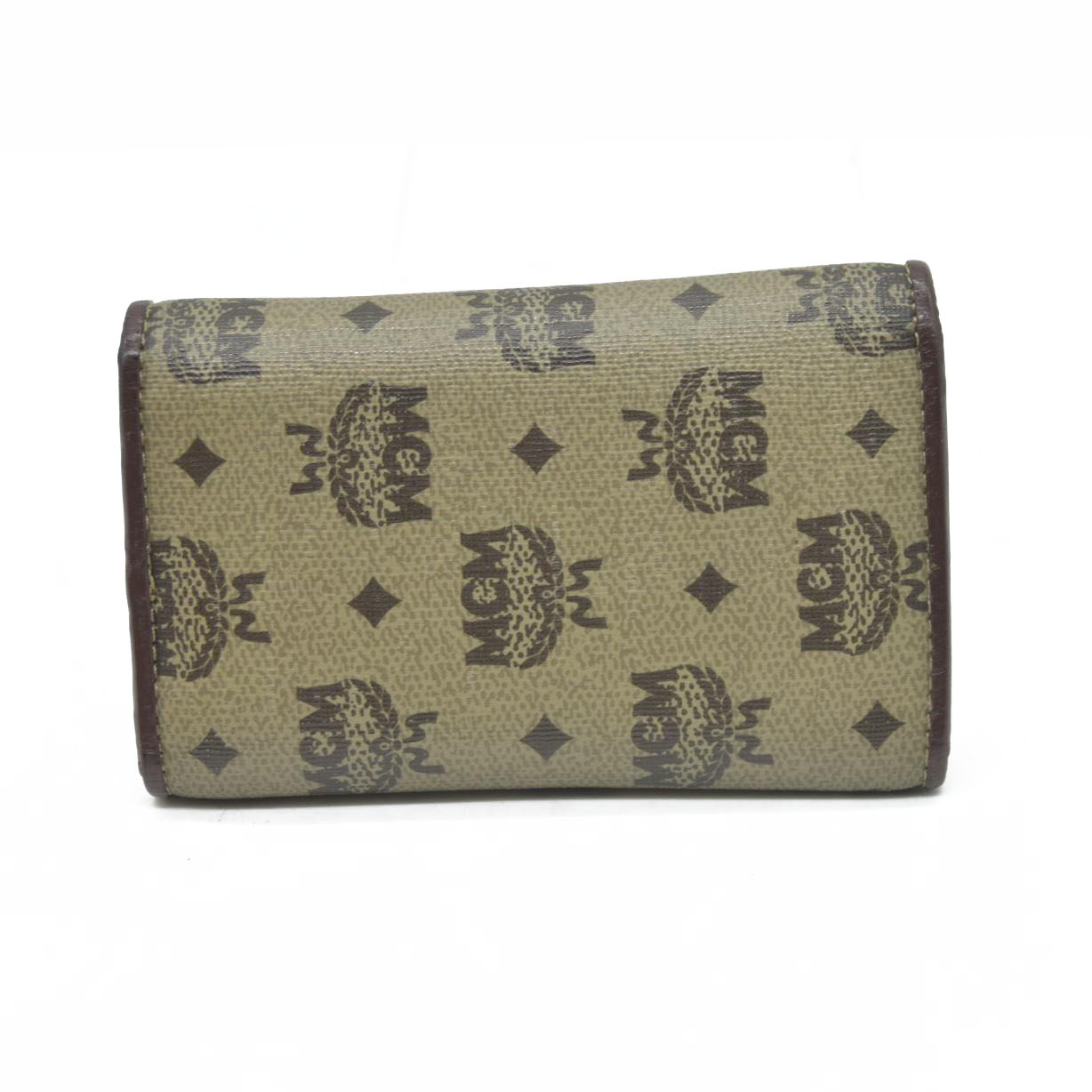$380 MCM Logo Visetos PVC Leather 6 Ring Key Case Beige