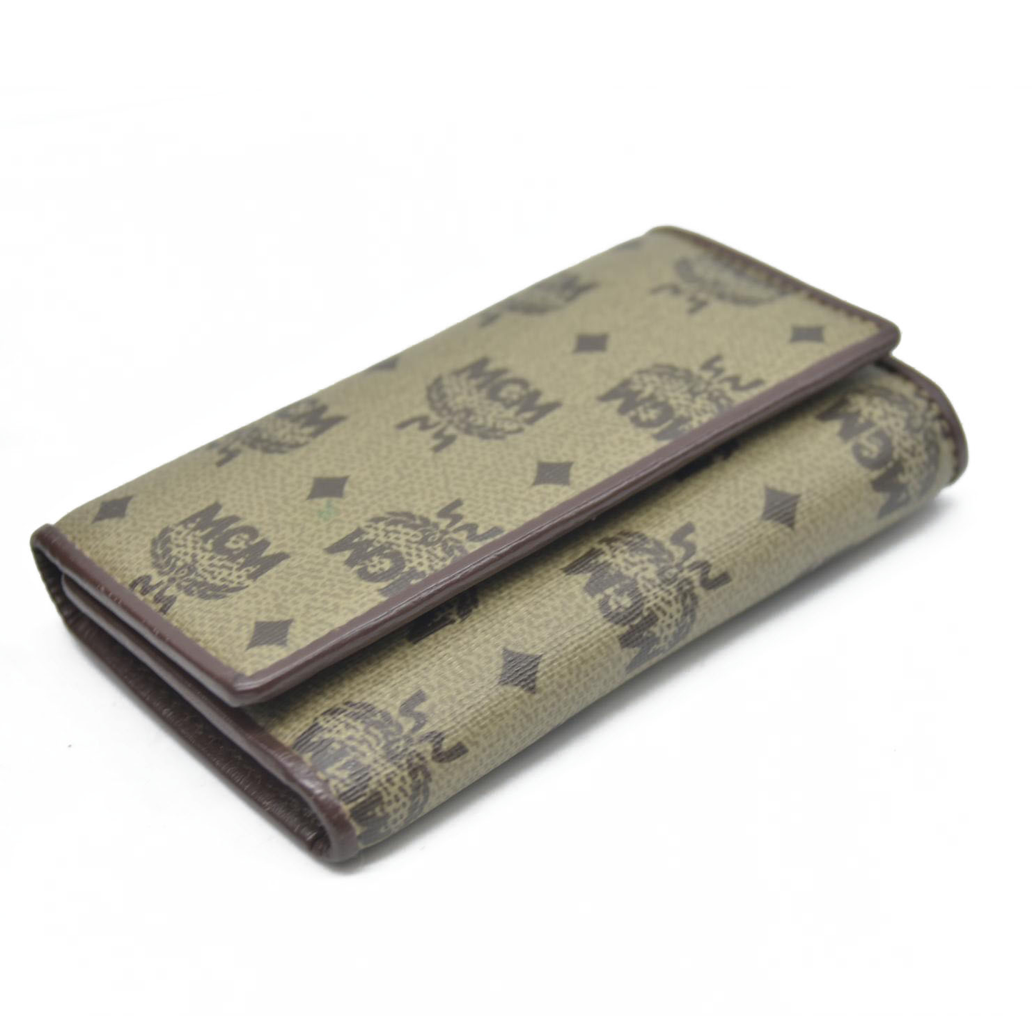 $380 MCM Logo Visetos PVC Leather 6 Ring Key Case Beige