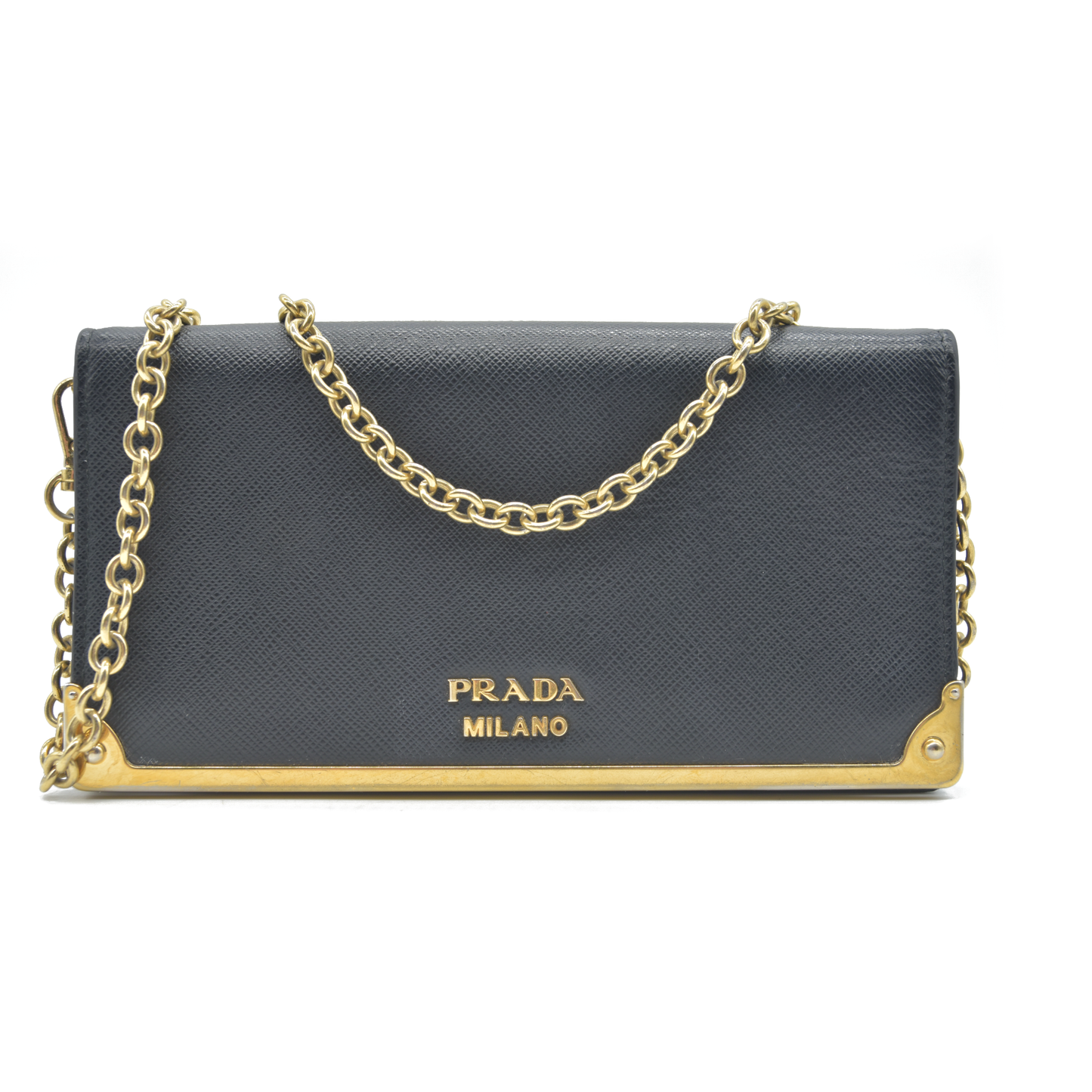 AUCTION $1450 Prada Saffiano Mini Cahier Crossbody Bag Black