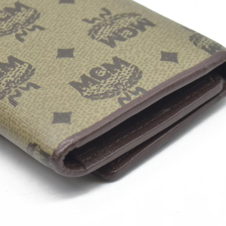 $380 MCM Logo Visetos PVC Leather 6 Ring Key Case Beige