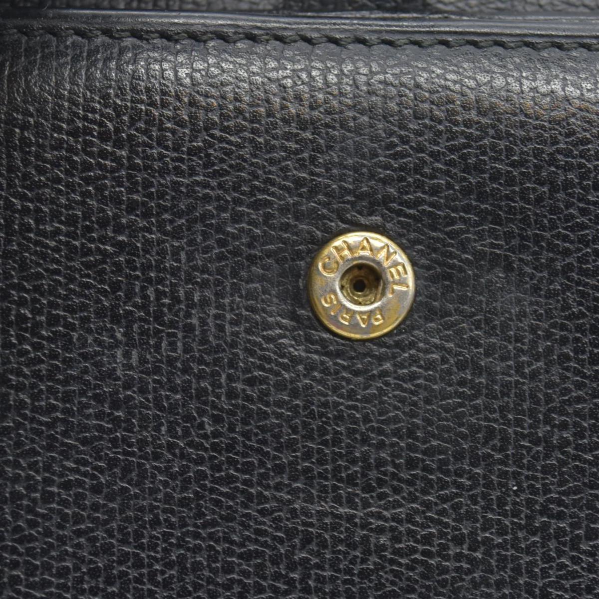 $925 2010 Chanel Grained Calfskin CC Button Long Wallet Black CONSIGNMENT