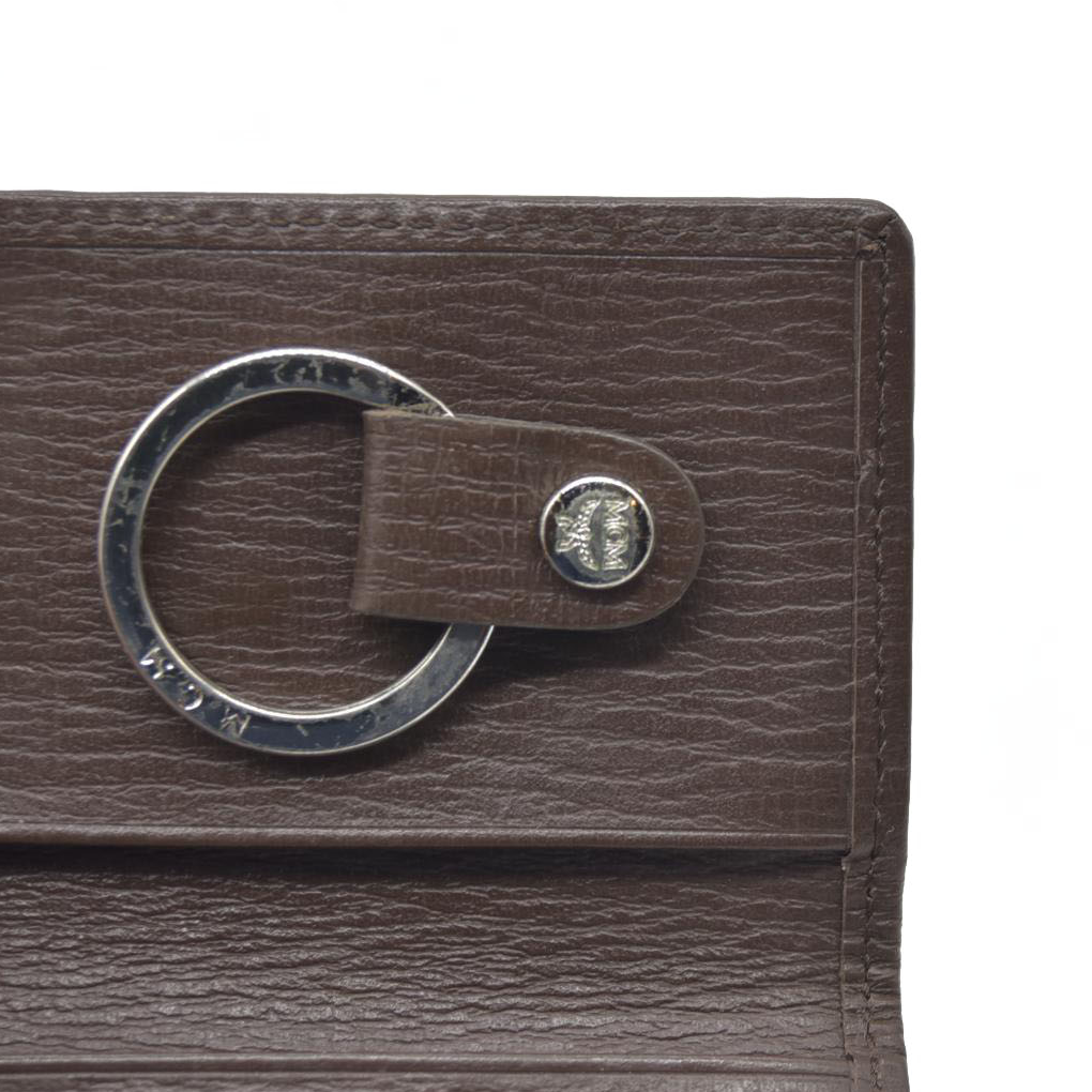 $380 MCM Logo Visetos PVC Leather 6 Ring Key Case Beige
