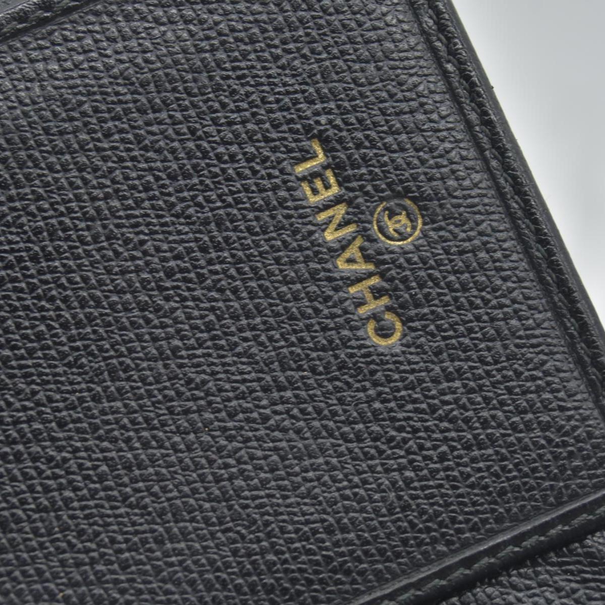 $925 2010 Chanel Grained Calfskin CC Button Long Wallet Black CONSIGNMENT