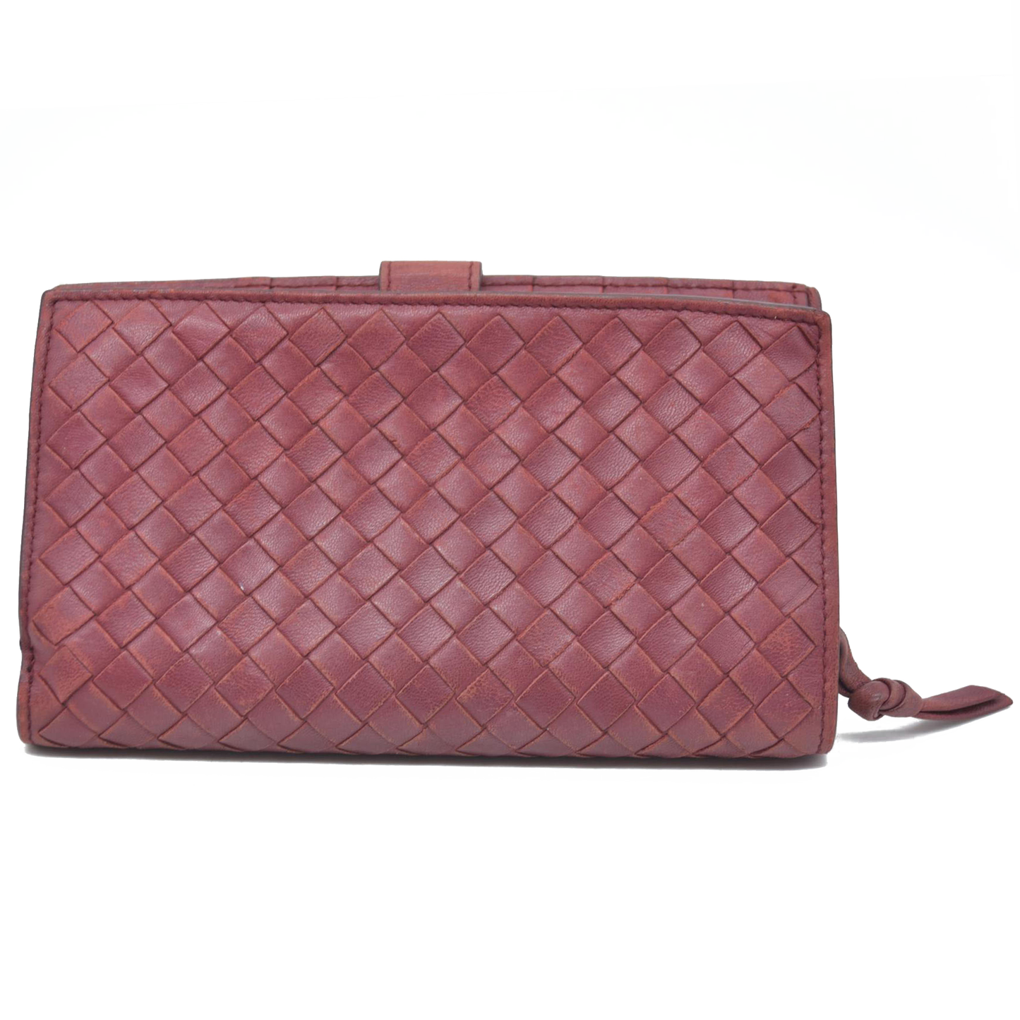 $1050 Bottega Veneta Intrecciato Lambskin Bifold Long Wallet Red