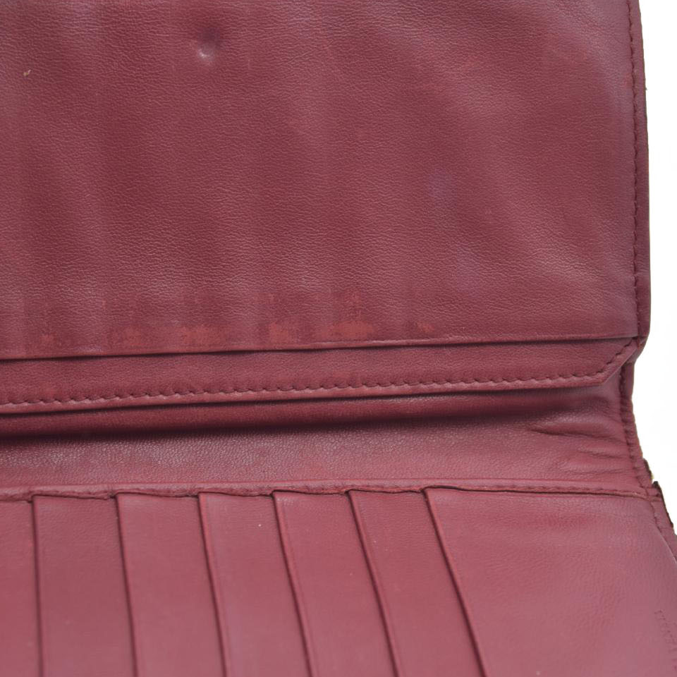 $1050 Bottega Veneta Intrecciato Lambskin Bifold Long Wallet Red