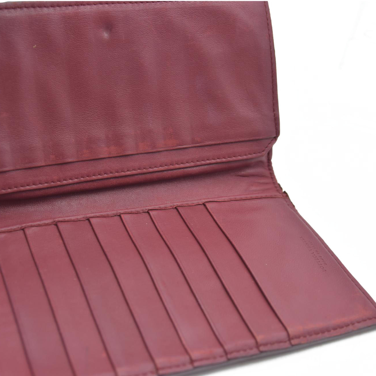 $1050 Bottega Veneta Intrecciato Lambskin Bifold Long Wallet Red