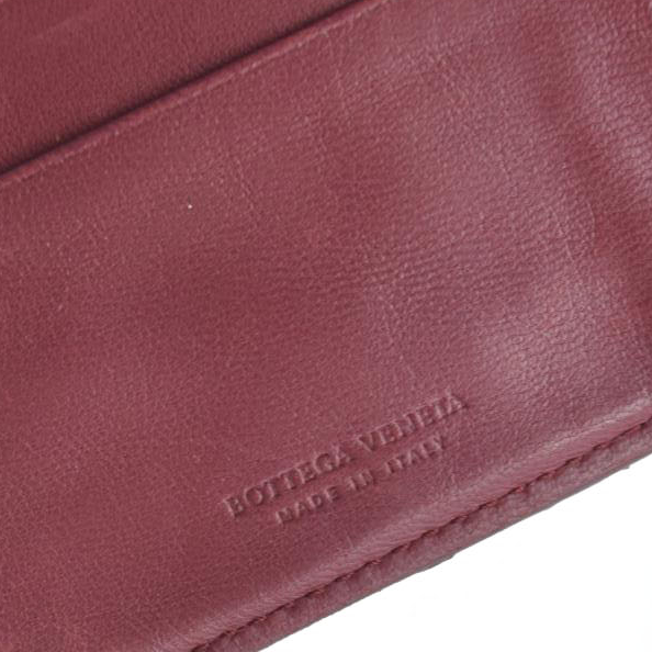 $1050 Bottega Veneta Intrecciato Lambskin Bifold Long Wallet Red