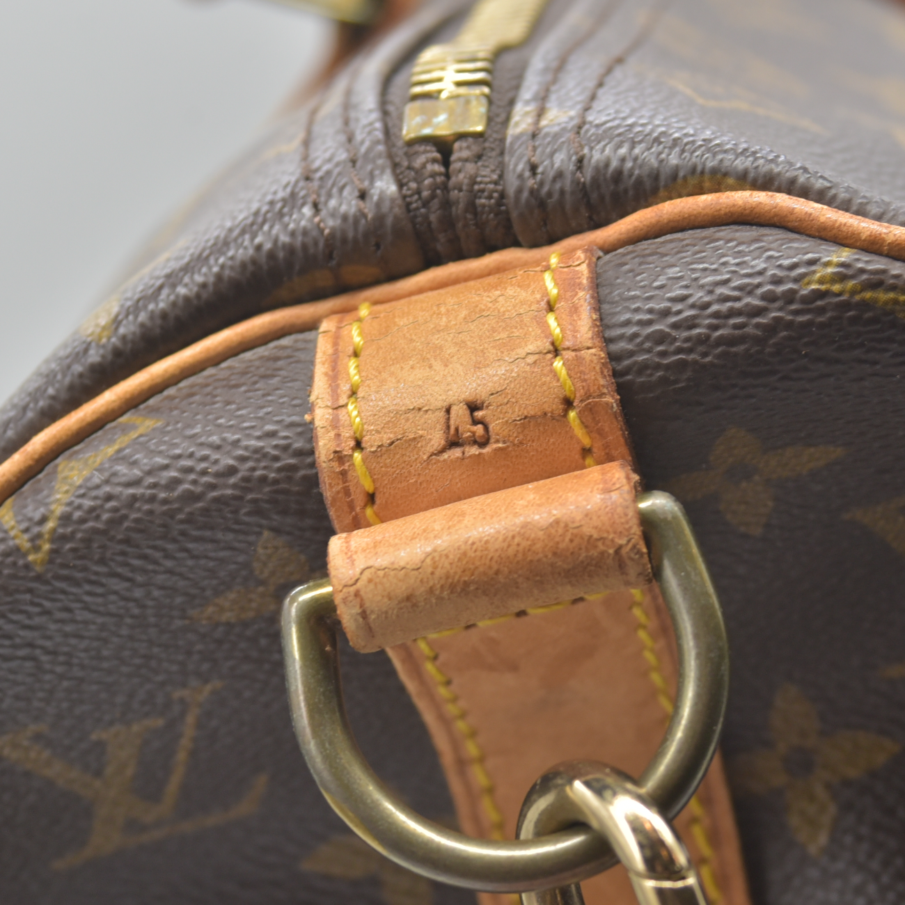 $2650 1991 Louis Vuitton LV Boston Bag Keepall Bandouliere 45 Brown Monogram MI0911