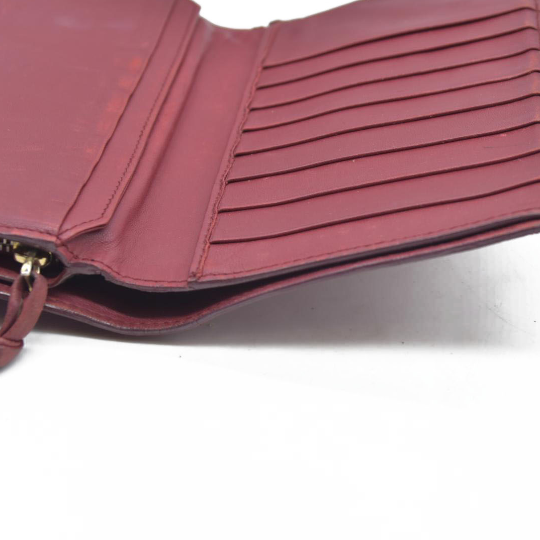 $1050 Bottega Veneta Intrecciato Lambskin Bifold Long Wallet Red