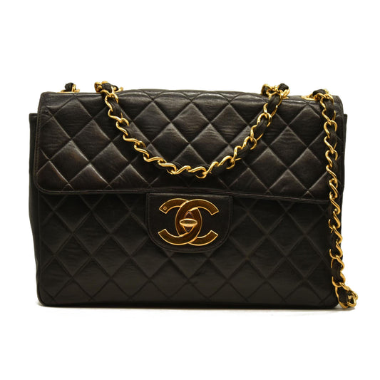 Chanel  Lambskin Quilted Jumbo Single Flap Black