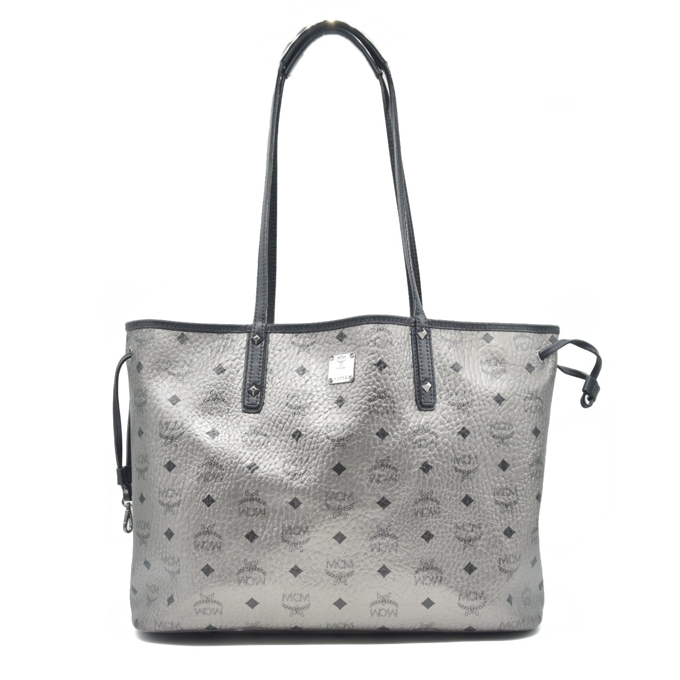 $770 MCM Tote Silver Metallic Liz Reversible Tote
