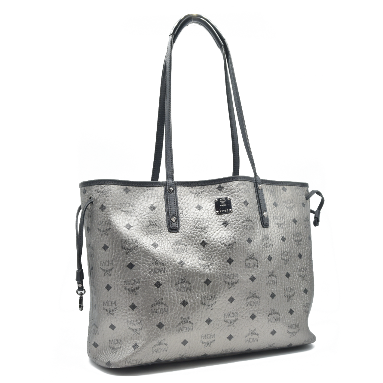 $770 MCM Tote Silver Metallic Liz Reversible Tote