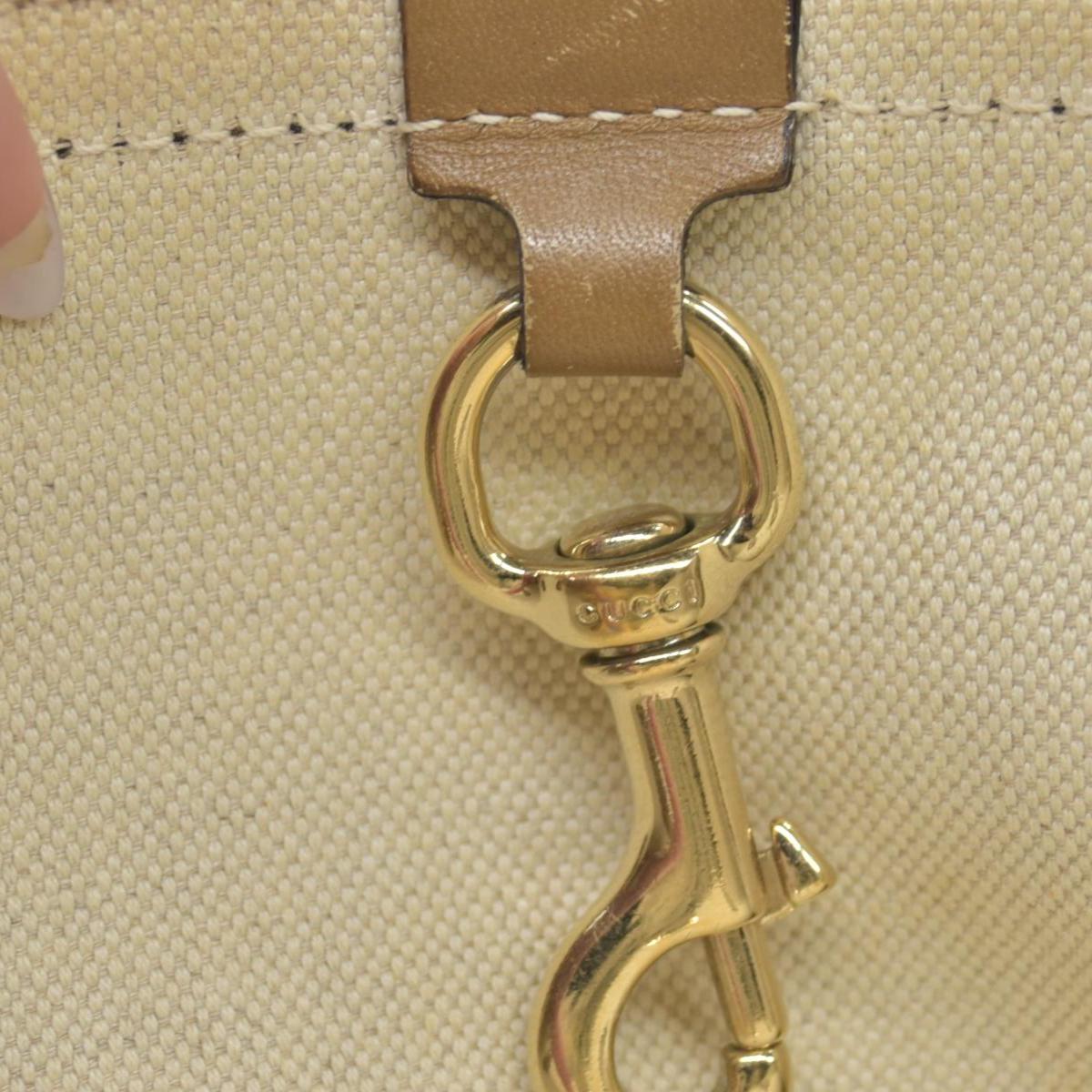 $1040 GUCCI Canvas Monogram Craft Tote Beige Brown Hand Tote Bag