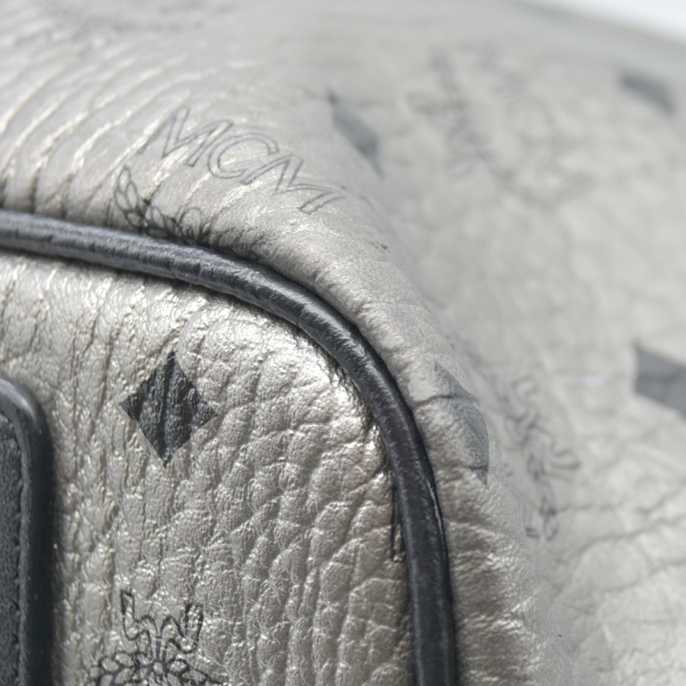 $770 MCM Tote Silver Metallic Liz Reversible Tote