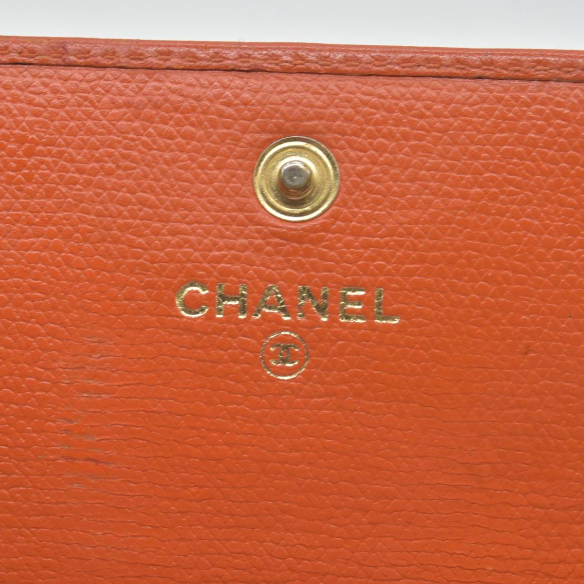 $725 Chanel  2003-2004 Compact Yen Wallet Button Orange CONSIGNMENT
