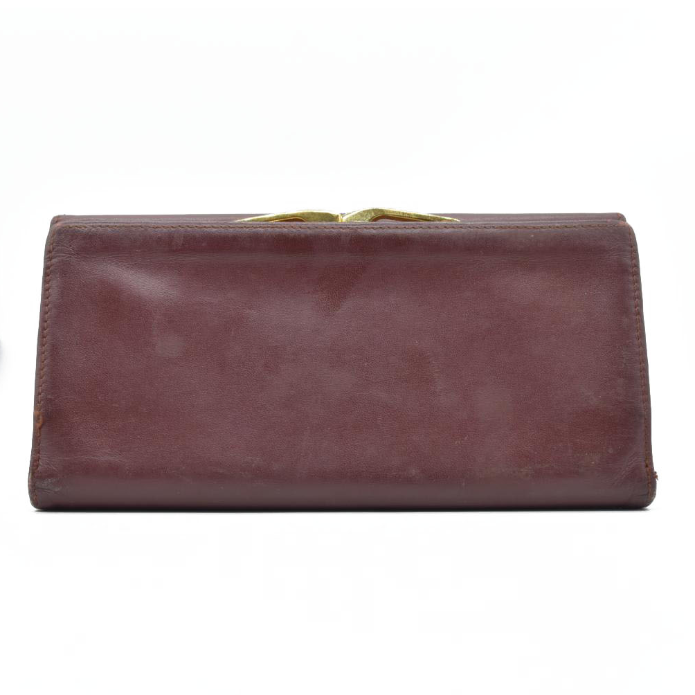 $800 Must de Cartier Leather Long Trifold Wallet Bordeaux