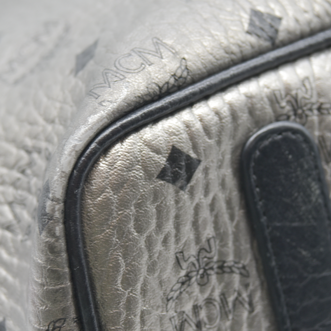 $770 MCM Tote Silver Metallic Liz Reversible Tote