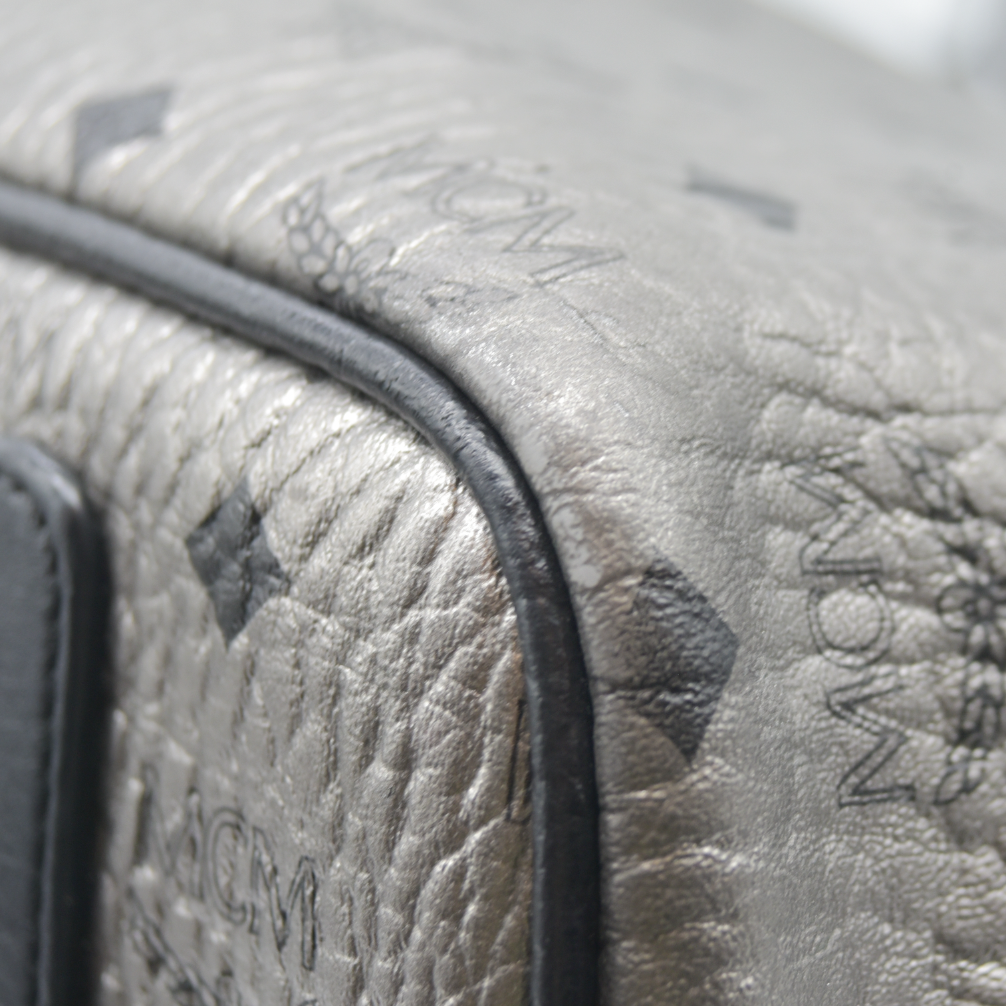 $770 MCM Tote Silver Metallic Liz Reversible Tote