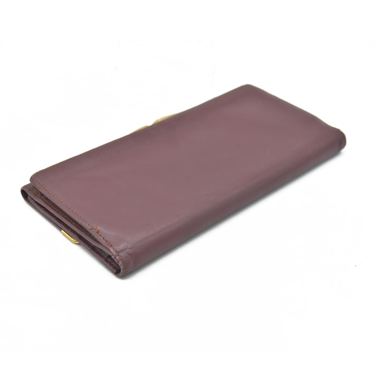 $800 Must de Cartier Leather Long Trifold Wallet Bordeaux