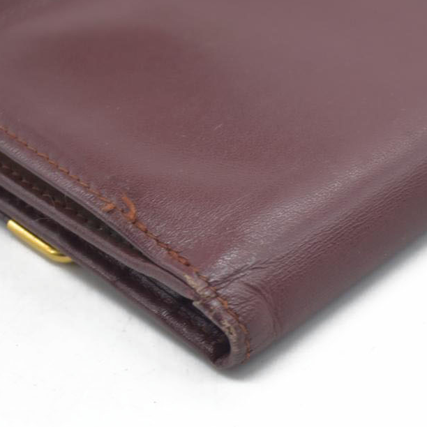 $800 Must de Cartier Leather Long Trifold Wallet Bordeaux