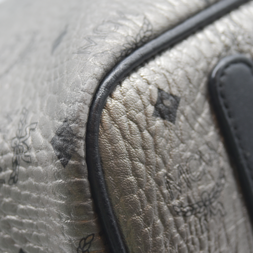 $770 MCM Tote Silver Metallic Liz Reversible Tote