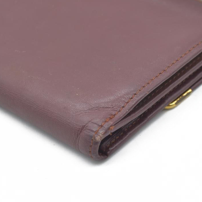 $800 Must de Cartier Leather Long Trifold Wallet Bordeaux