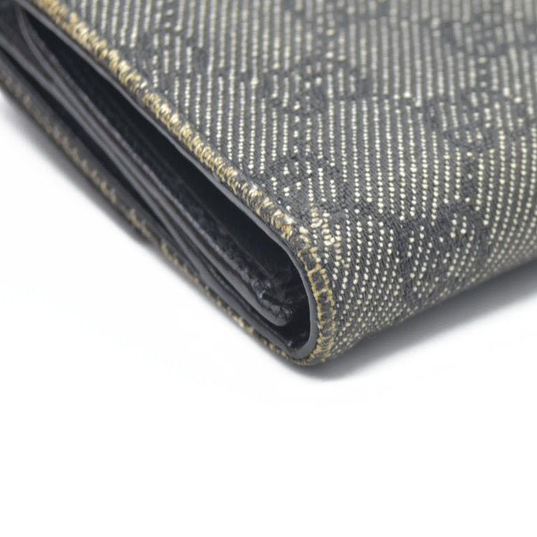 AUCTION $440 Gucci  Denim Calfskin Monogram Blake Continental Wallet Black