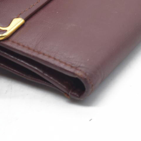 $800 Must de Cartier Leather Long Trifold Wallet Bordeaux