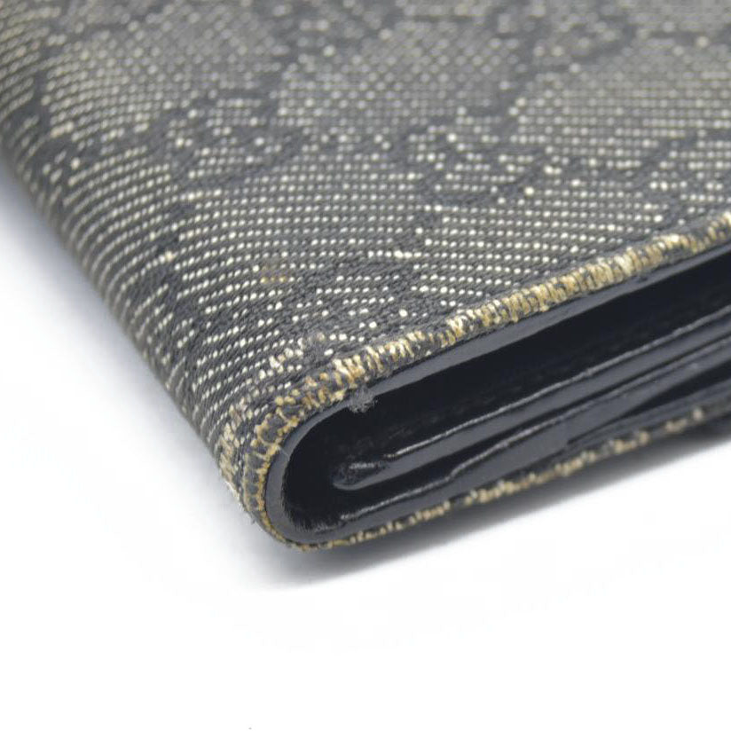 AUCTION $440 Gucci  Denim Calfskin Monogram Blake Continental Wallet Black
