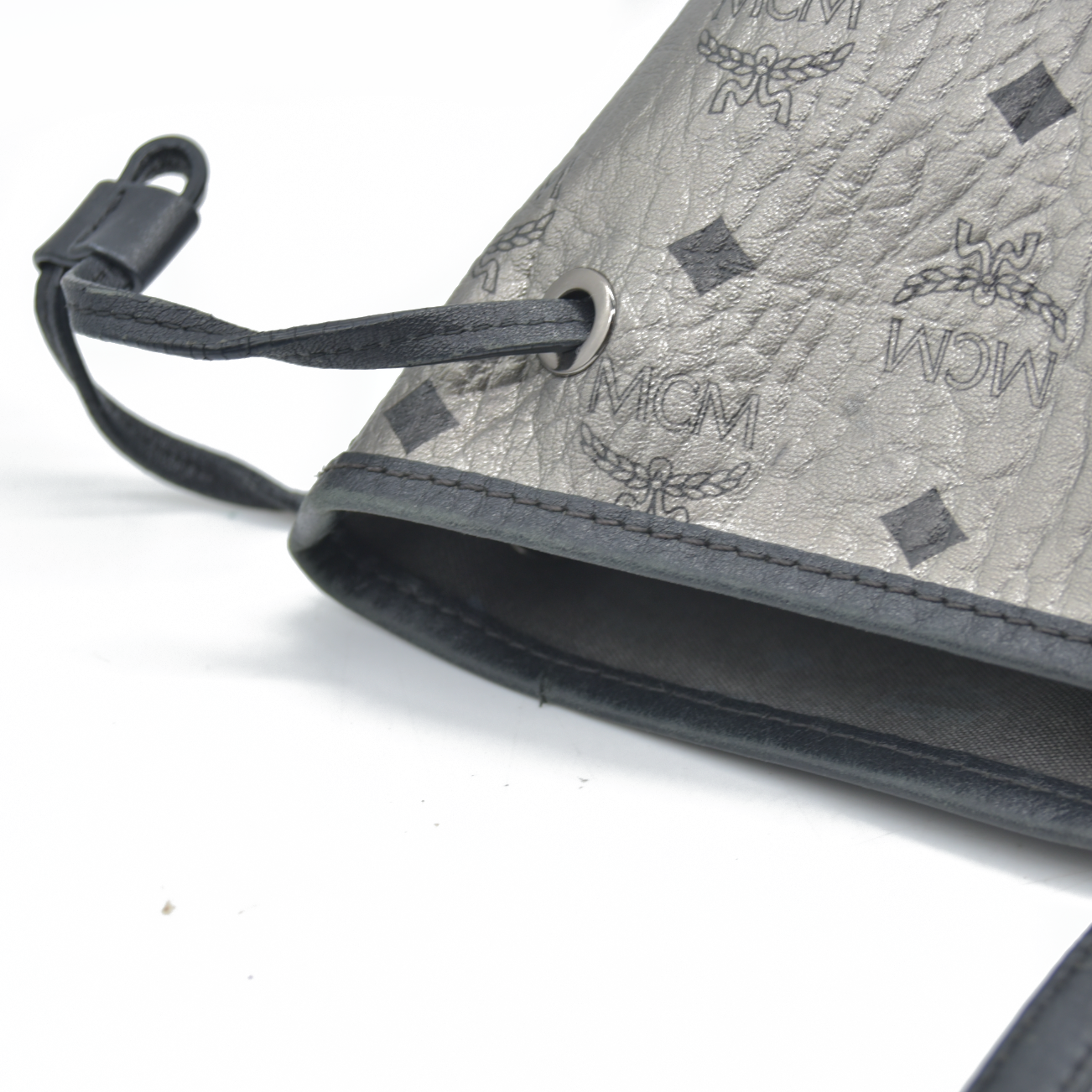 $770 MCM Tote Silver Metallic Liz Reversible Tote