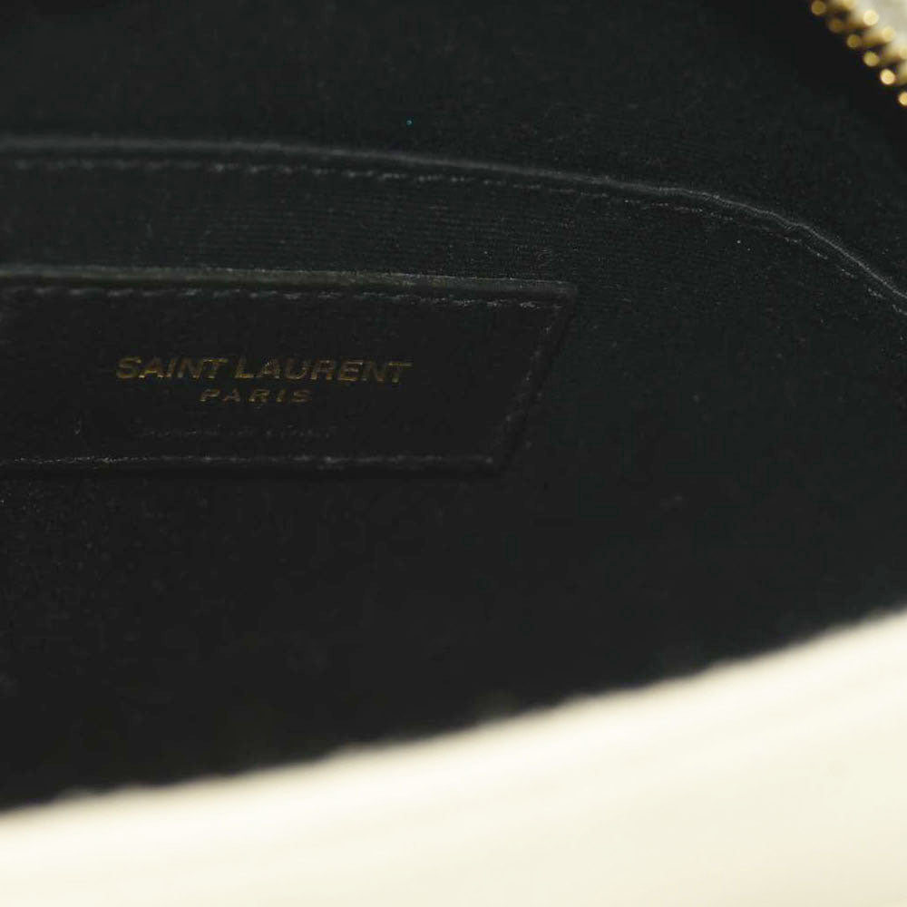 Saint Laurent  Grain De Poudre Matelasse Chevron Quilted Round Vinyle Camera Bag Crema Soft