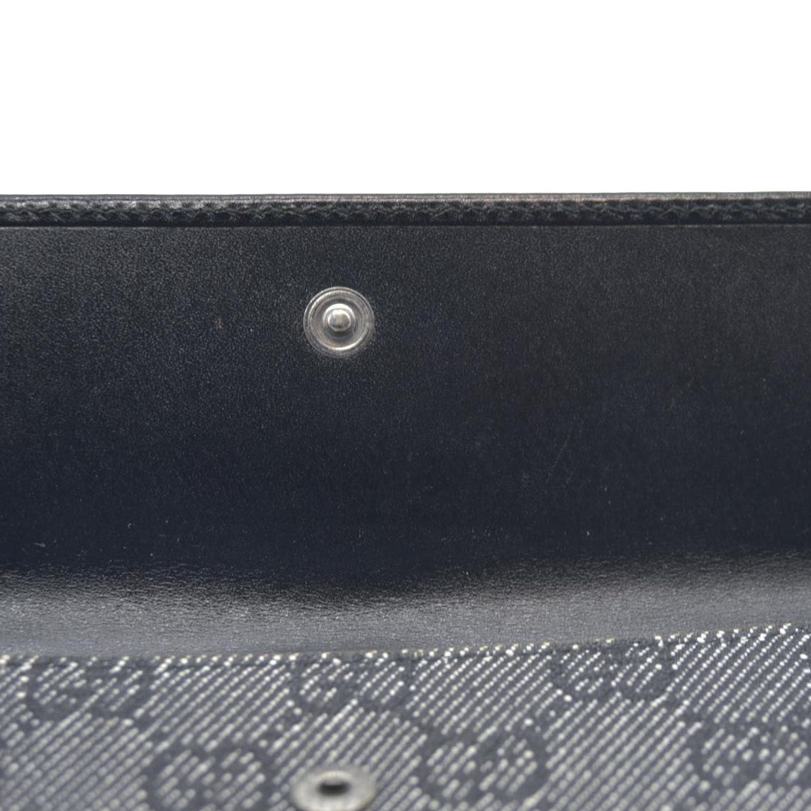 AUCTION $440 Gucci  Denim Calfskin Monogram Blake Continental Wallet Black