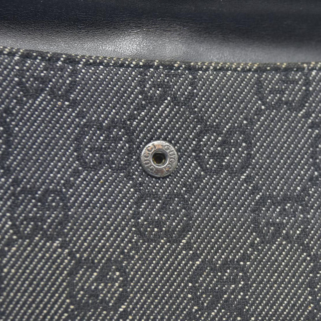 AUCTION $440 Gucci  Denim Calfskin Monogram Blake Continental Wallet Black
