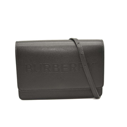 BURBERRY Smooth Calfskin Logo Embossed Hampshire Crossbody Black
